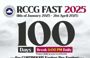 RCCG 100 Days Fasting And Prayer Points For March 27th 2025 RCCG 100 Days Fasting And Prayer Points For March 29th 2025